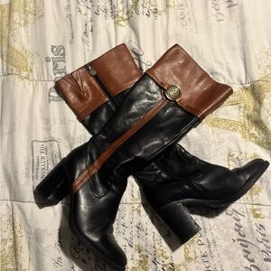Etienne Aigner Black and Brown Heeled Boots
